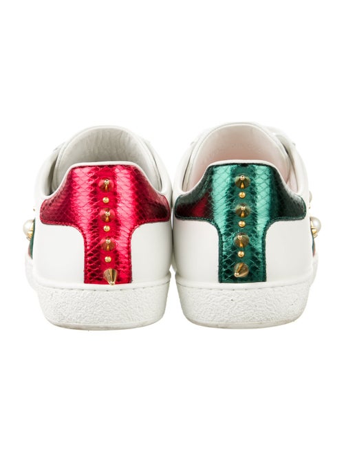 Gucci Faux Pearl Accents Leather Sneakers