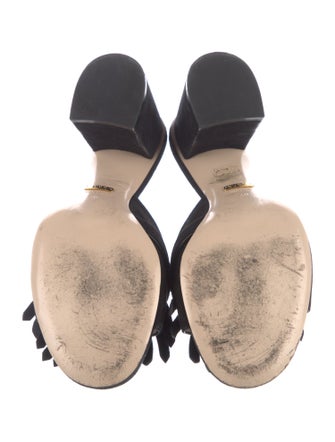 Gucci Double G Logo Suede Slides