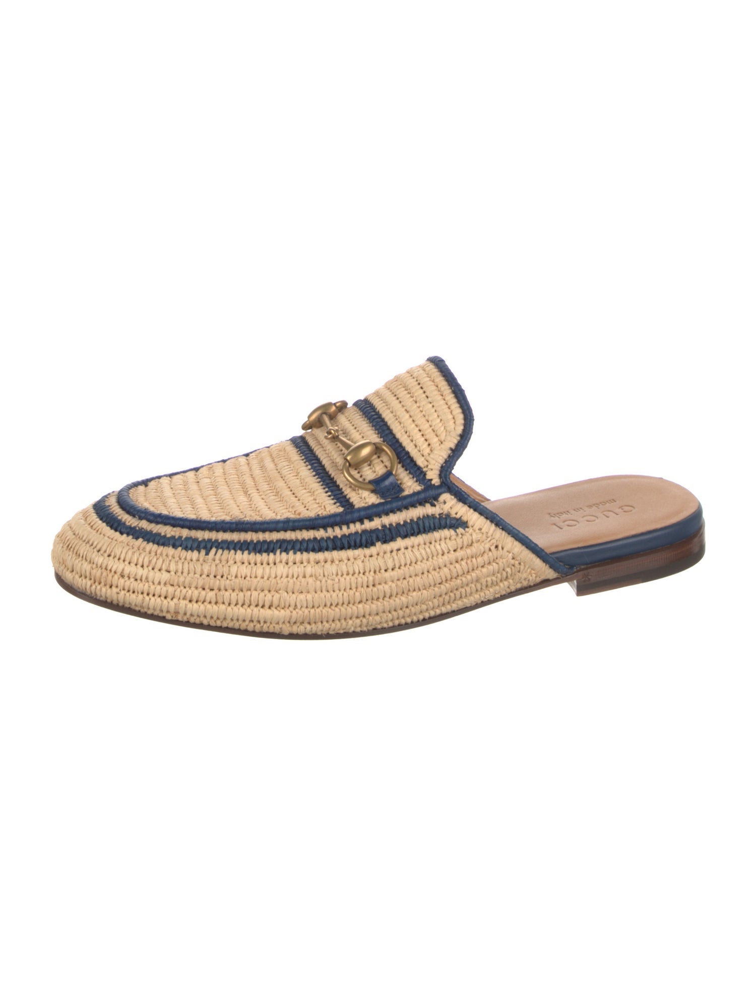 Gucci Horsebit Accent Raffia Slippers w/ Tags