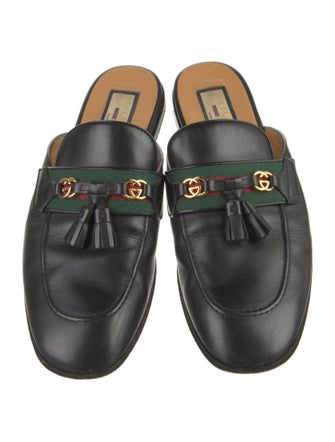 Gucci Web Accent Leather Mules