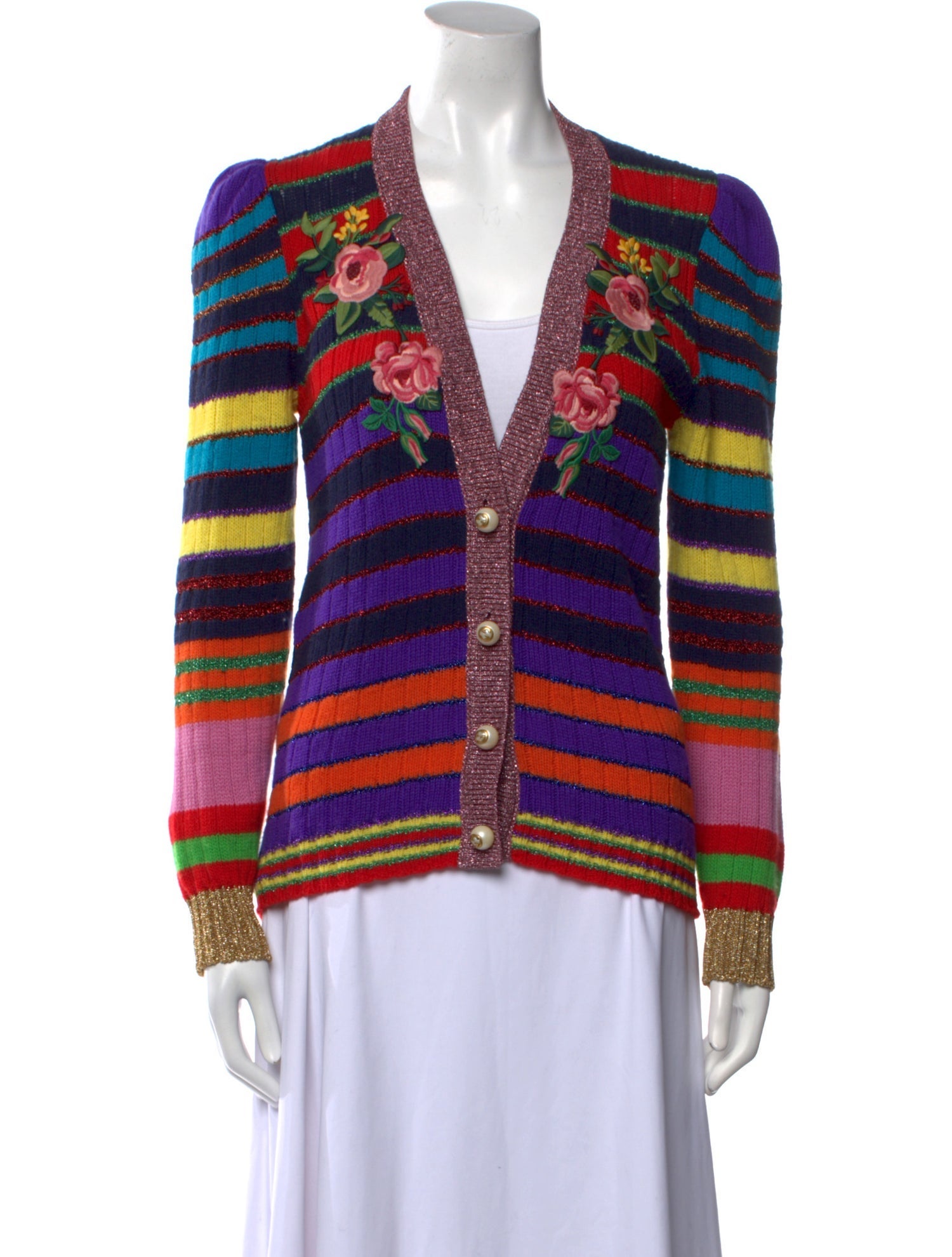 Gucci Striped V-Neck Sweater