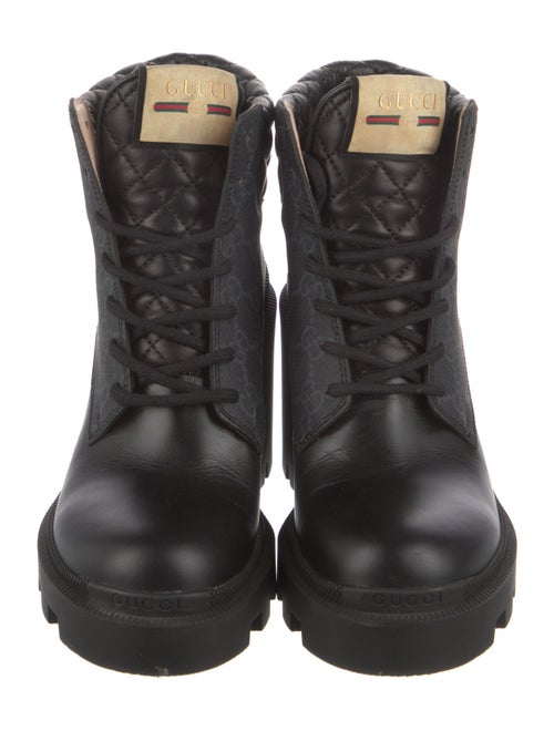 Gucci GG Supreme Leather Trim Embellishment Combat Boots