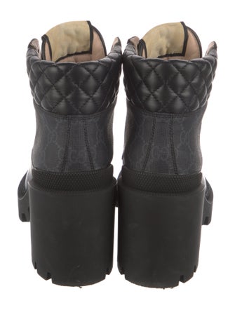 Gucci GG Supreme Leather Trim Embellishment Combat Boots