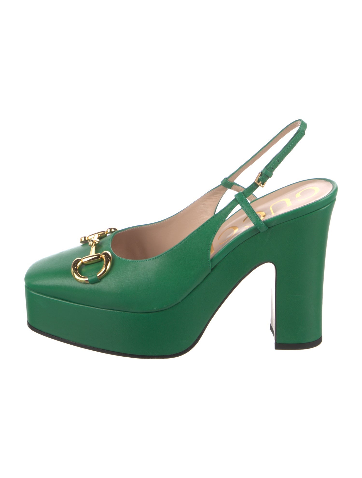 Gucci Horsebit Accent Leather Slingback Pumps