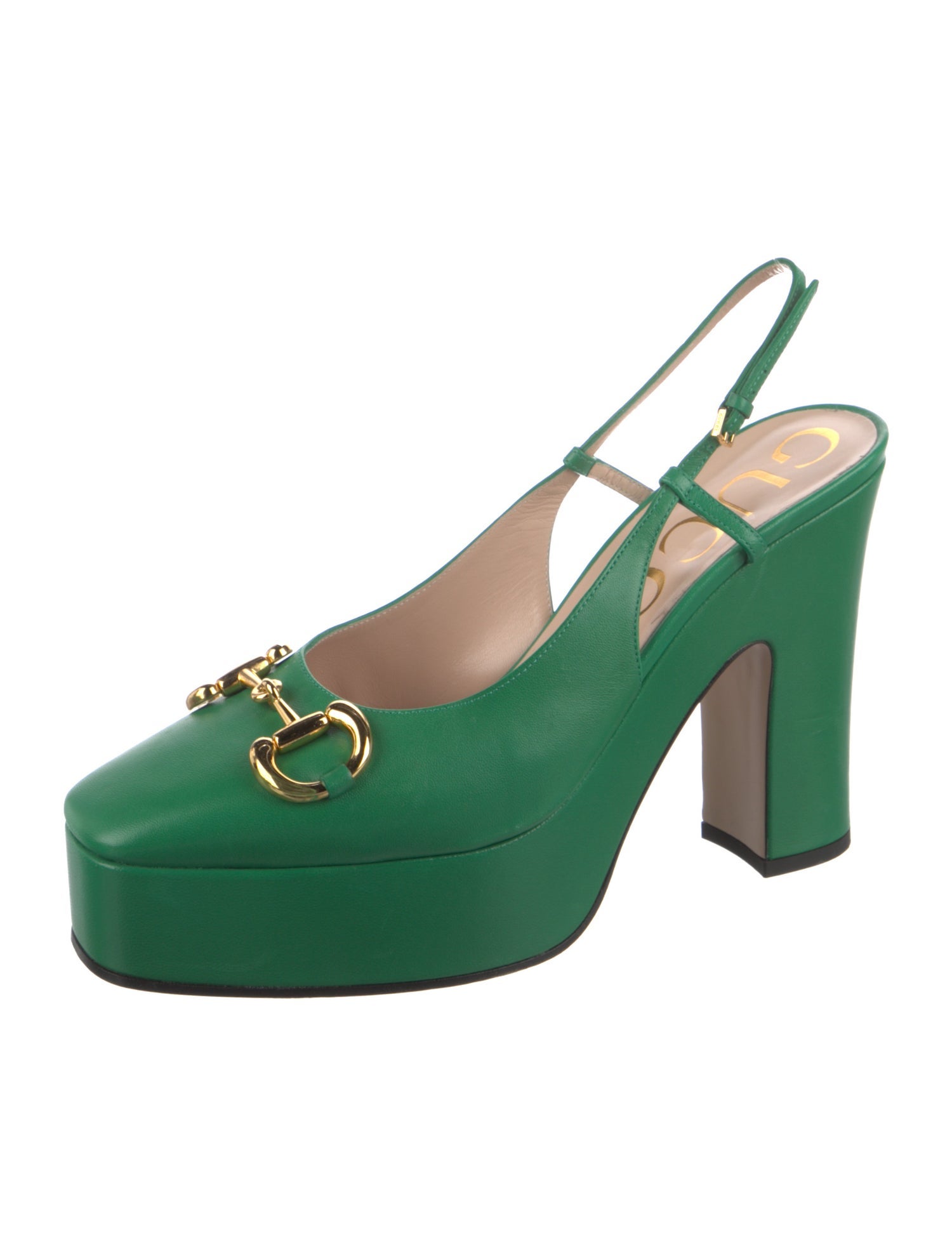 Gucci Horsebit Accent Leather Slingback Pumps