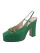 Gucci Horsebit Accent Leather Slingback Pumps