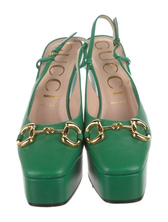 Gucci Horsebit Accent Leather Slingback Pumps