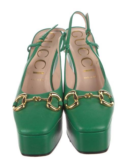 Gucci Horsebit Accent Leather Slingback Pumps