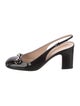 Gucci Horsebit Accent Patent Leather Slingback Pumps