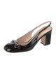 Gucci Horsebit Accent Patent Leather Slingback Pumps