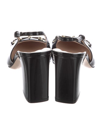 Gucci Horsebit Accent Patent Leather Slingback Pumps