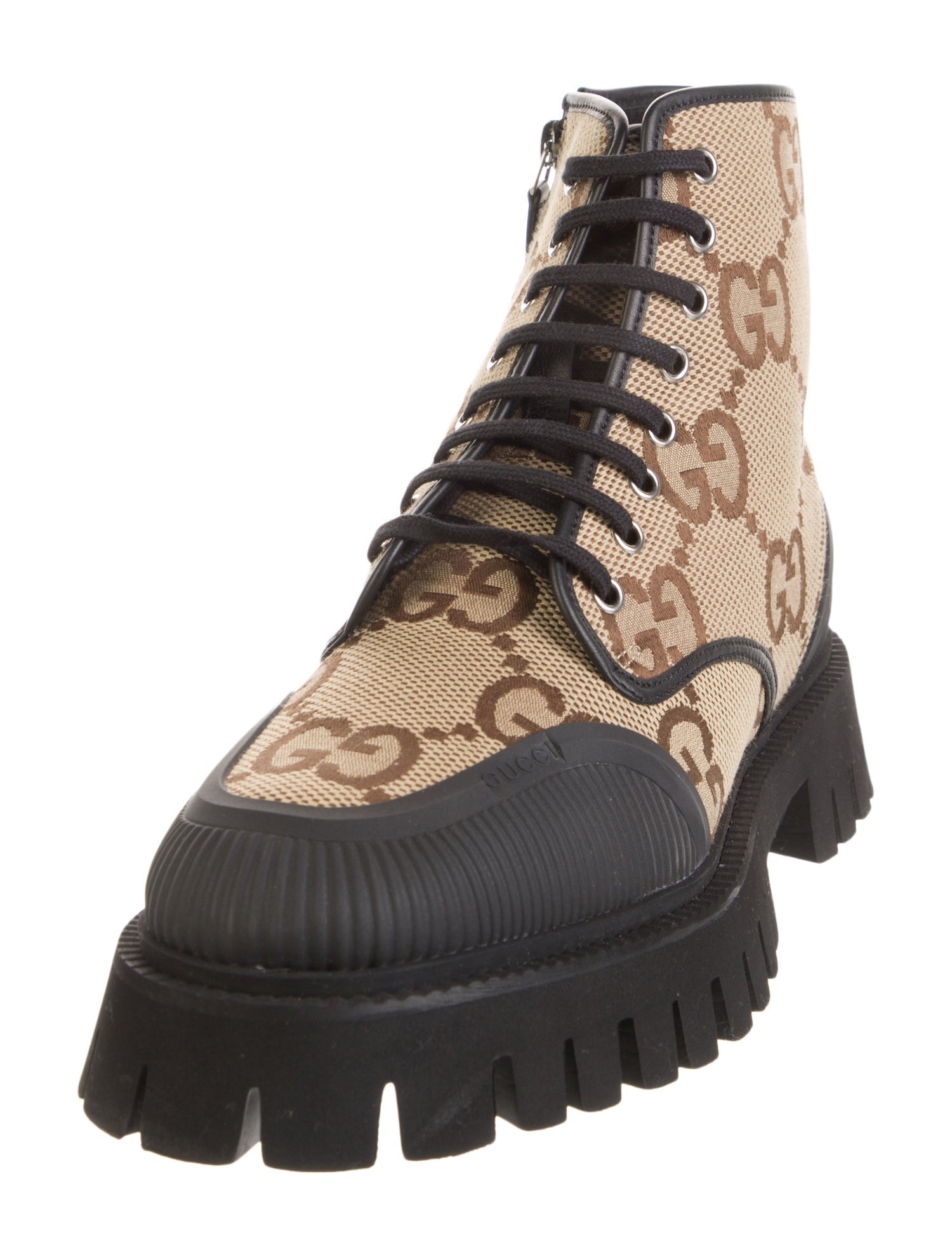 Gucci GG Canvas Canvas Lace-Up Boots
