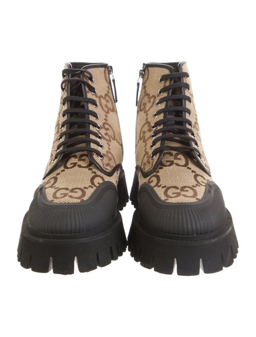 Gucci GG Canvas Canvas Lace-Up Boots