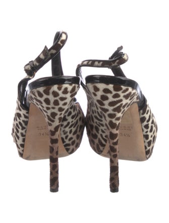 Gucci Ponyhair Animal Print Slingback Pumps