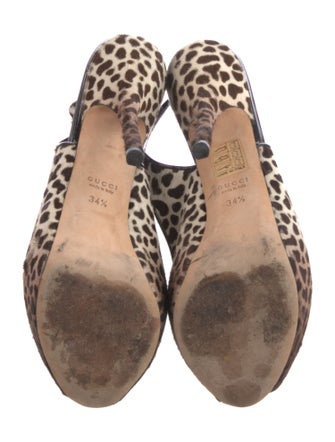 Gucci Ponyhair Animal Print Slingback Pumps