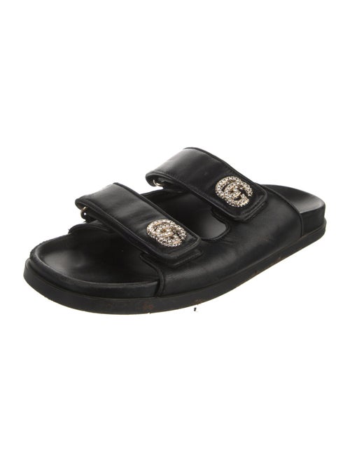 Gucci Double G Logo Leather Slides