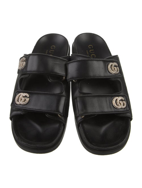 Gucci Double G Logo Leather Slides