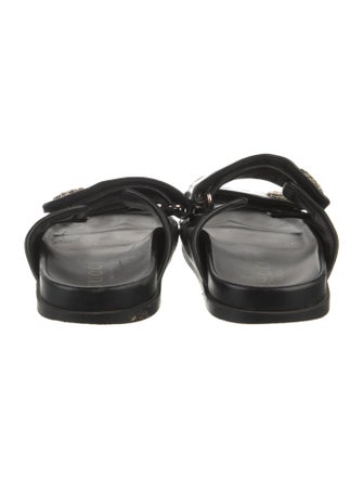 Gucci Double G Logo Leather Slides