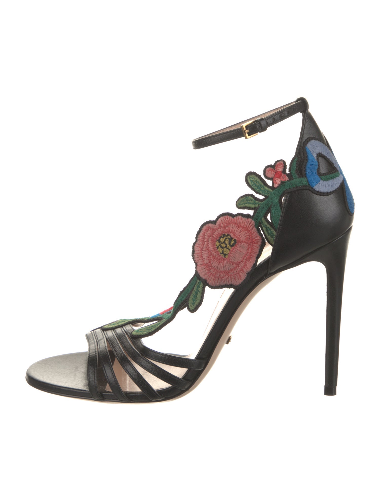 Gucci Leather Floral Print Sandals