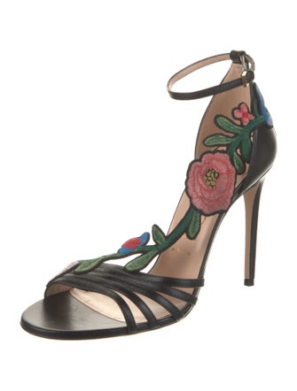 Gucci Leather Floral Print Sandals