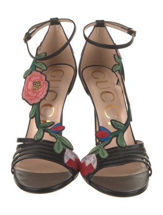Gucci Leather Floral Print Sandals