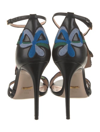 Gucci Leather Floral Print Sandals