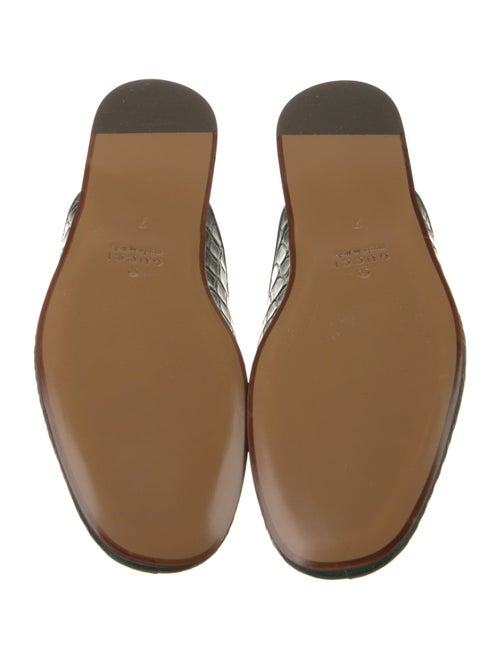 Gucci Web Accent Embossed Leather Slippers