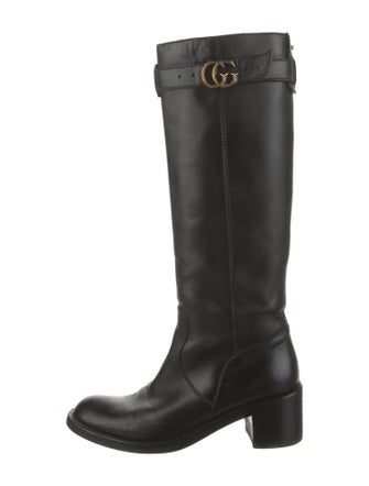 Gucci Running GG Logo Leather Riding Boots