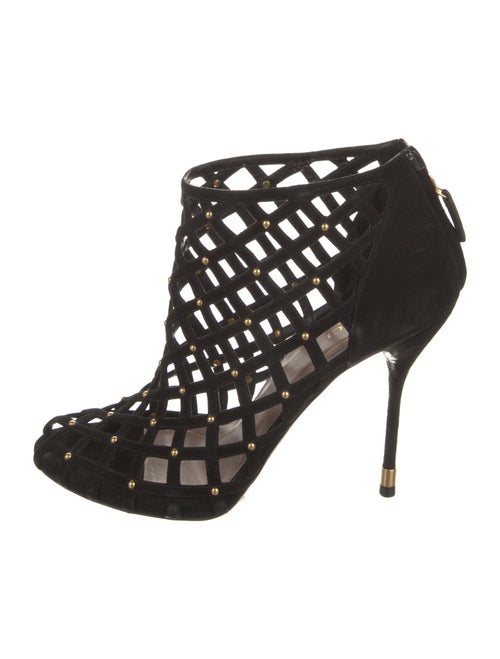 Gucci Suede Cutout Accent Pumps