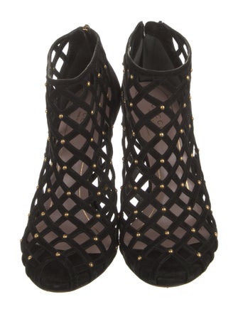 Gucci Suede Cutout Accent Pumps