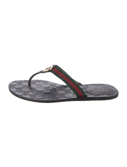 Gucci Web GG Logo Flip Flops