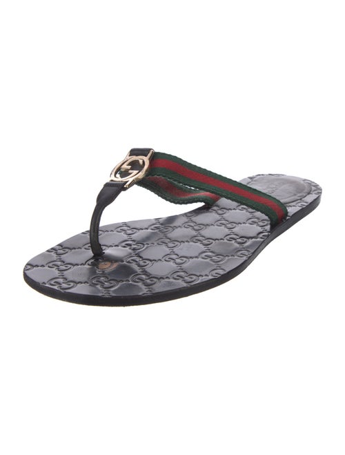 Gucci Web GG Logo Flip Flops