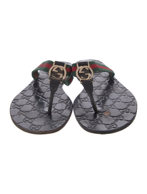 Gucci Web GG Logo Flip Flops