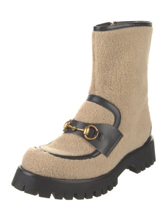 Gucci 1955 Horsebit Accent Shearling Combat Boots