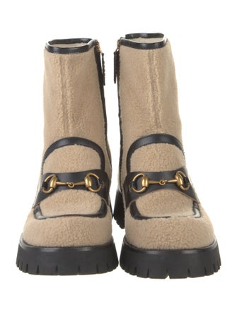 Gucci 1955 Horsebit Accent Shearling Combat Boots