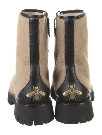 Gucci 1955 Horsebit Accent Shearling Combat Boots
