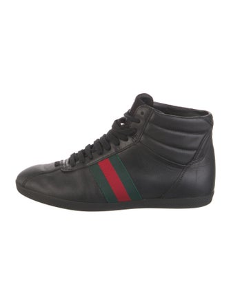 Gucci Web Accent Leather Sneakers