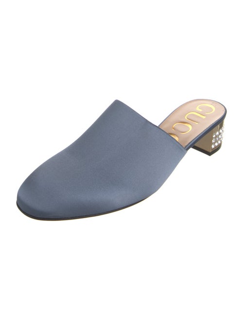 Gucci Faux Pearl Accents Satin Mules