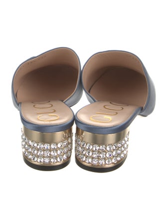 Gucci Faux Pearl Accents Satin Mules