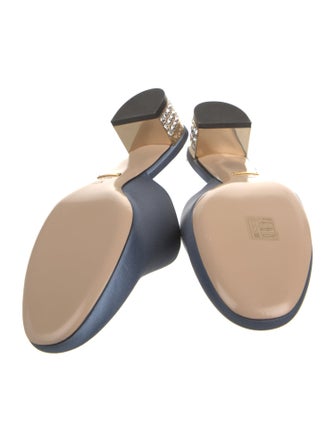Gucci Faux Pearl Accents Satin Mules