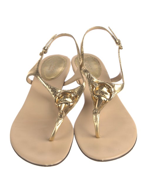 Gucci Hasler Horsebit Accent Leather T-Strap Sandals