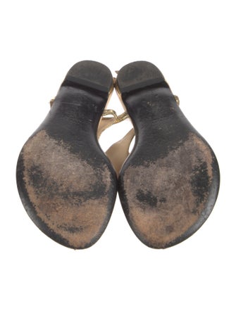 Gucci Hasler Horsebit Accent Leather T-Strap Sandals