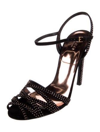 Gucci Suede Studded Accents Slingback Sandals
