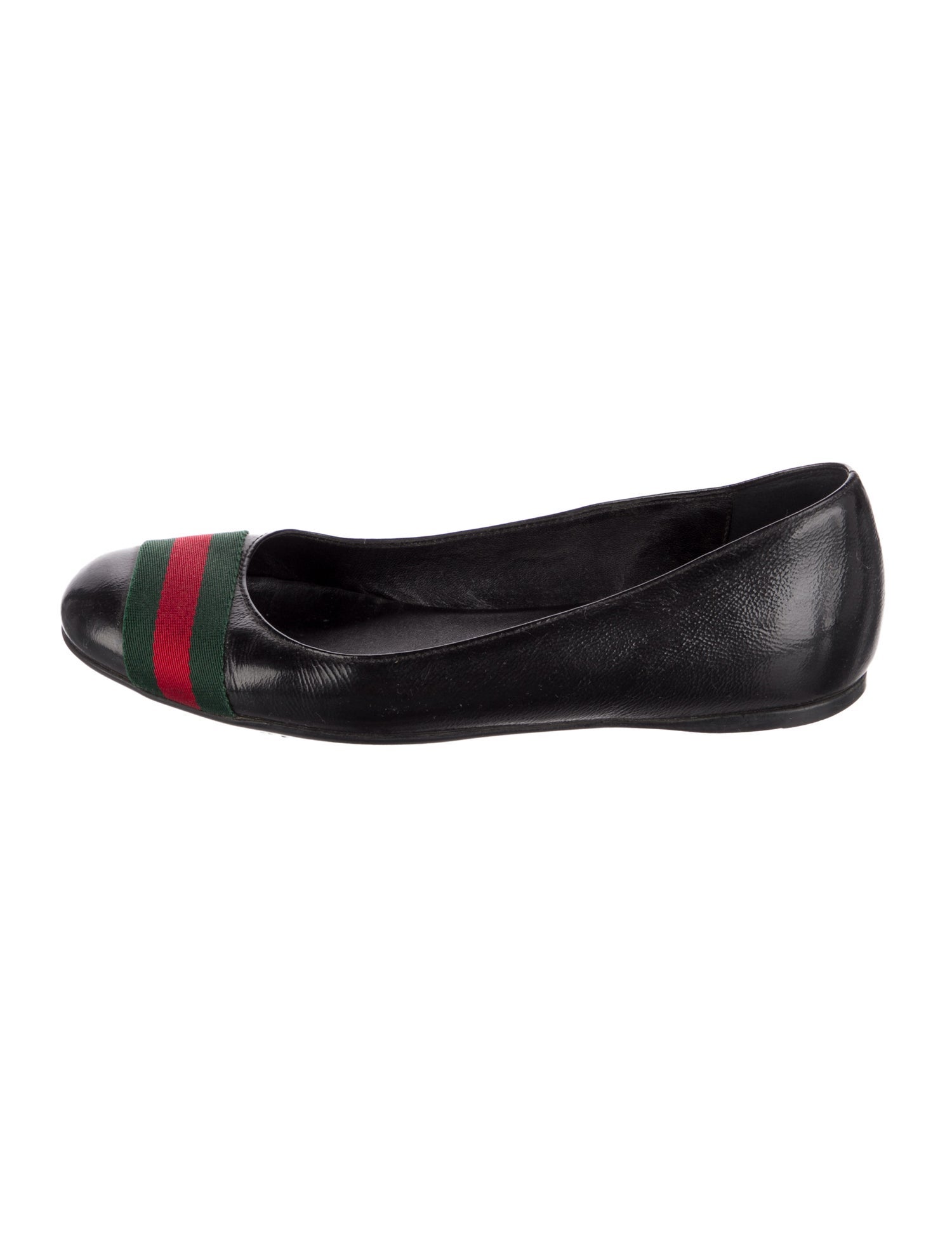 Gucci Web Accent Leather Ballet Flats