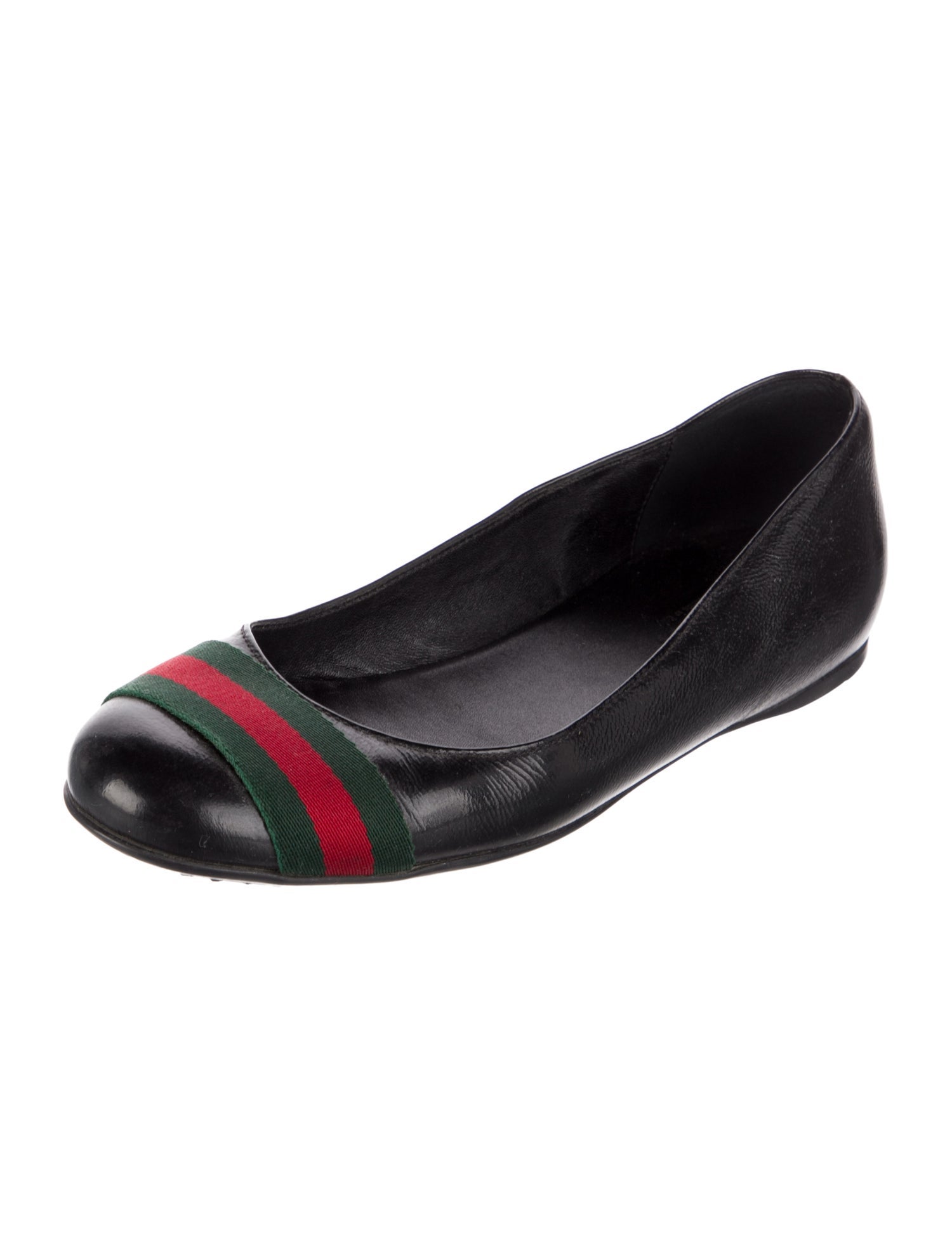 Gucci Web Accent Leather Ballet Flats