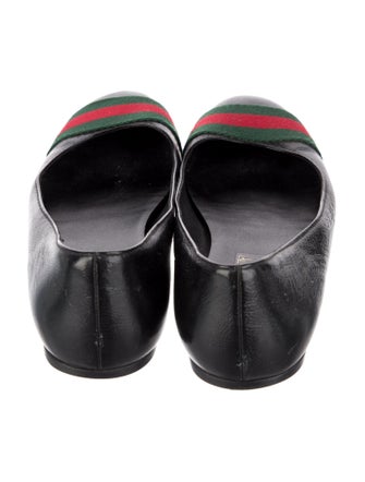Gucci Web Accent Leather Ballet Flats