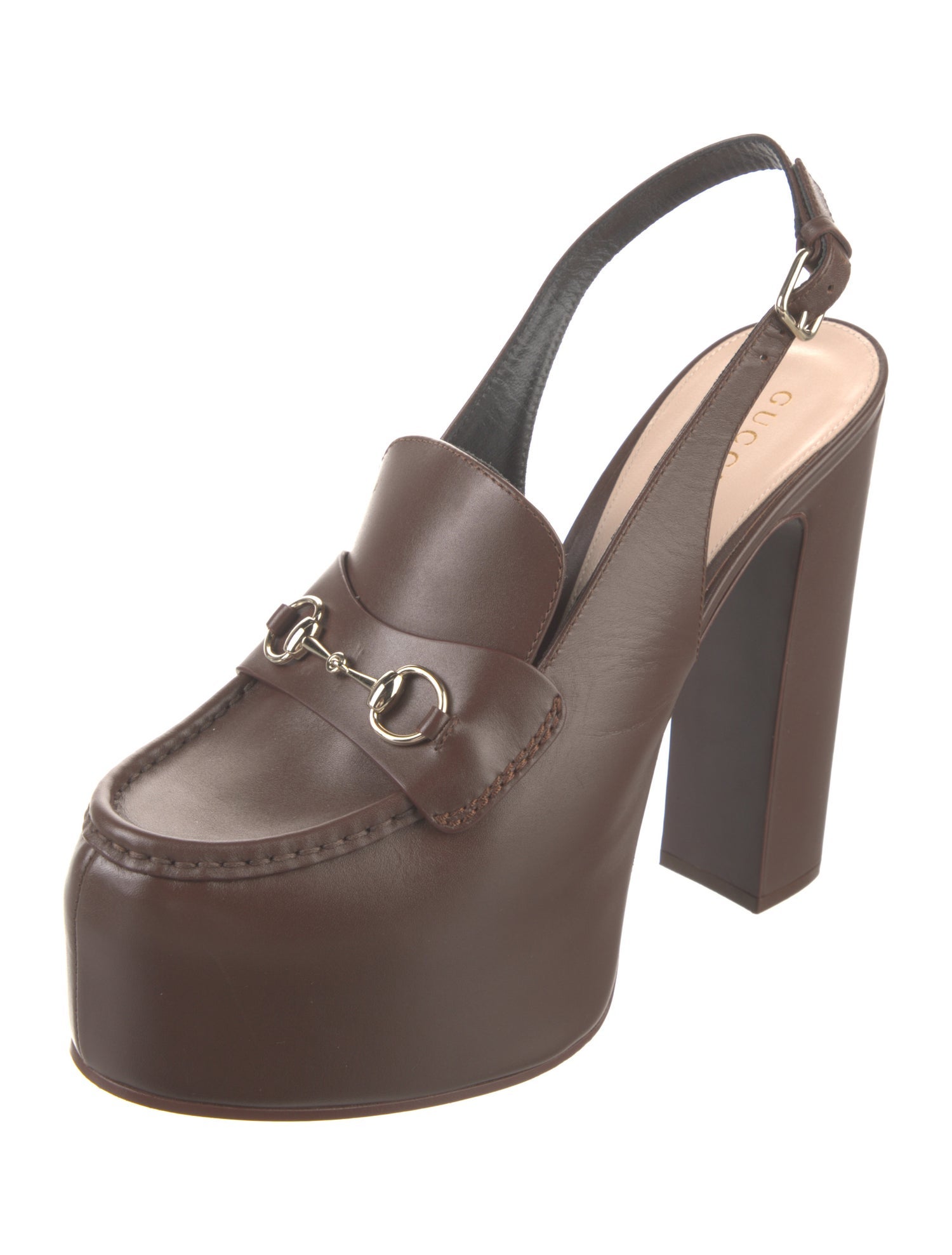 Gucci Horsebit Accent Leather Slingback Pumps