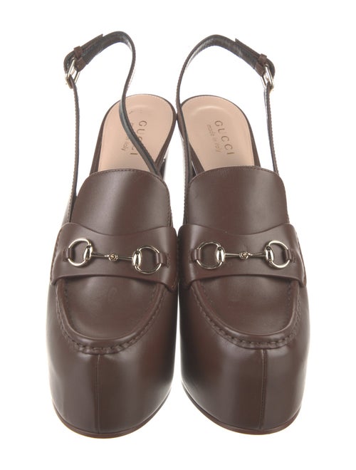 Gucci Horsebit Accent Leather Slingback Pumps