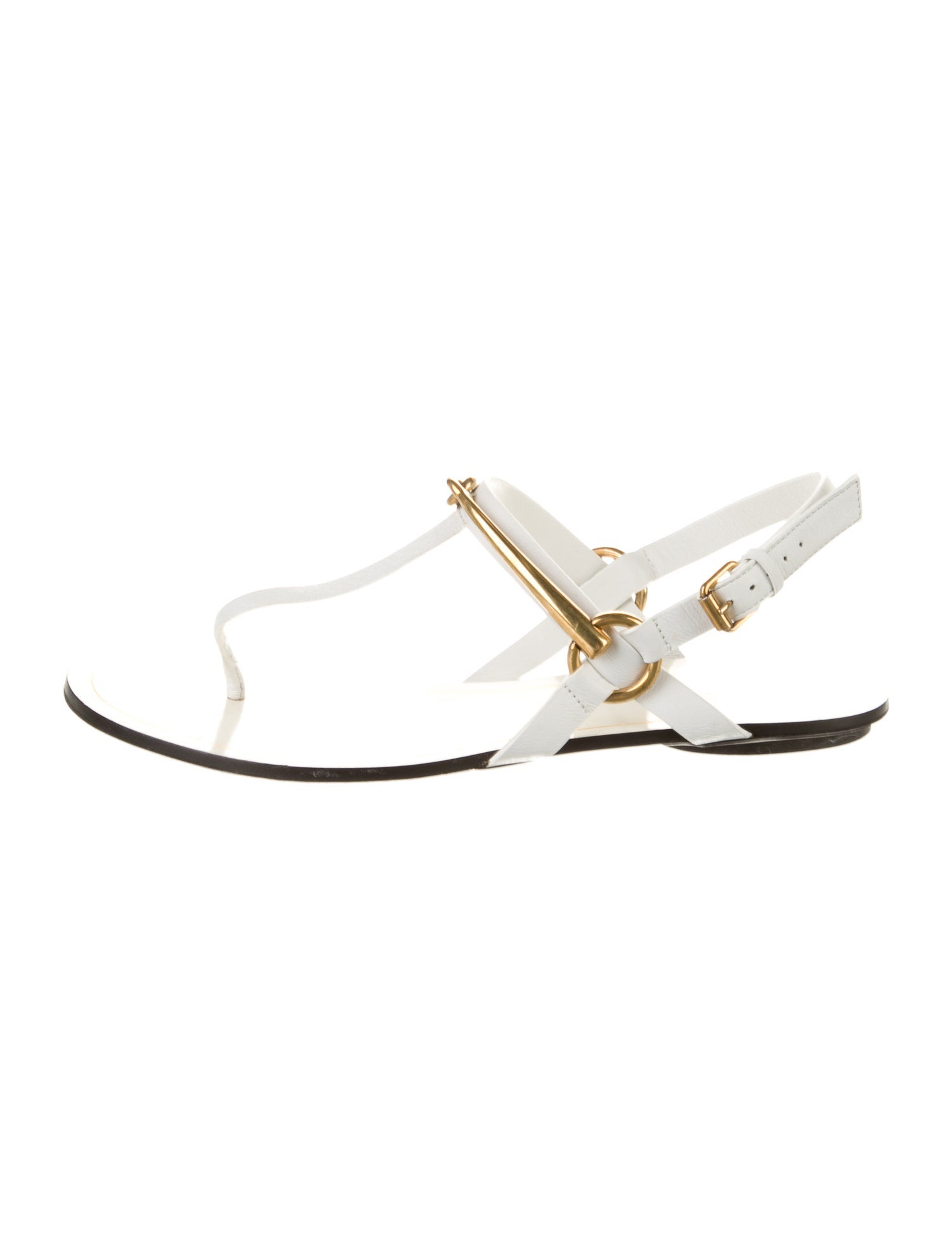 Gucci Horsebit Accent Leather T-Strap Sandals