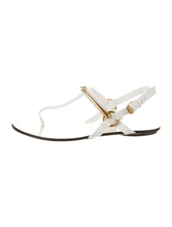 Gucci Horsebit Accent Leather T-Strap Sandals